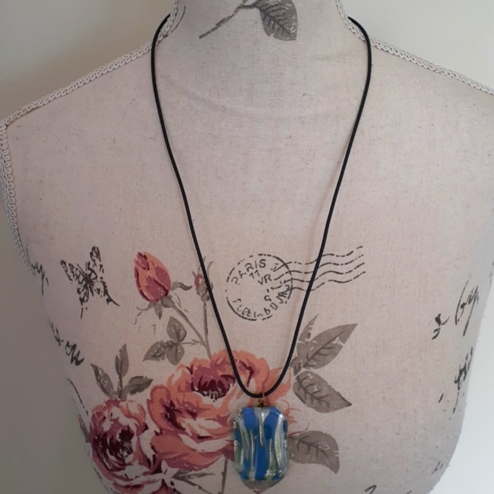 + Vintage fused art glass pendant necklace - Picture 2 of 7